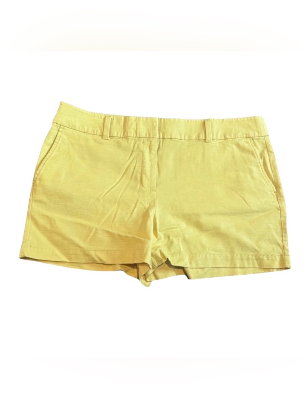 NWT Ann Taylor LOFT Women's Yellow Flat Front Chino Shorts Casual Summer Size 14